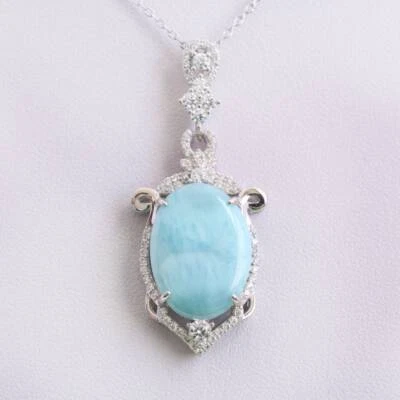 Collar Colgante Topacio Blanco Larimar Plata de Ley 925 Joyería de Diseño Foto 1 de 4