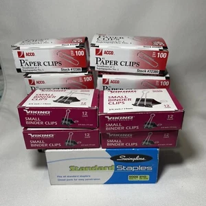 ACCO #1 Paperclips (8 boxes,4 boxes of small binder clip,1 standard staples) lot - Picture 1 of 5