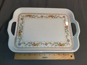 Miracle Melamine Wares Tray White Multicolor Floral Double Handle 19x11.5" - Picture 1 of 13