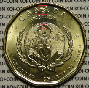 *ERROR*strike through*BU UNC Canada 1945-2020 $1 UN Charter plain coin - Picture 1 of 2