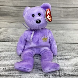 YOURS REALLY Beanie Babies TY Hallmark Gold Crown lila Teddybär Tier Spielzeug - Bild 1 von 12