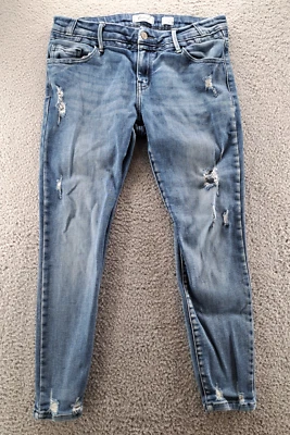 Pantalones de mezclilla Kancan Signature para mujer 30 tiro bajo tobillo ajustados desgastados ligeros 32x26 Foto 1 de 4