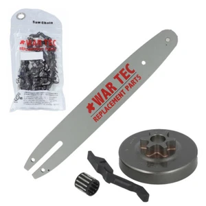 12" WAR TEC Guide Bar .3/8"LP .050 44DL Chain & Sprocket Kit Fits STIHL MS201 - Picture 1 of 3