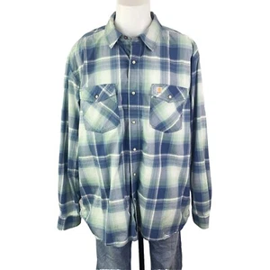 Carhartt Pearl Knopfdruck Shirt Herren 2XL XXL entspannte Passform blau kariert - Bild 1 von 6