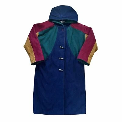 Винтажный 80-х разноцветный шерсти бушлат с капюшоном - Изображение 1 из 4