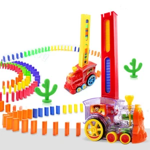 Intelligence Domino Train Block Set – Build, Stack, Lineup Automatic Dominos Set - Picture 1 of 20