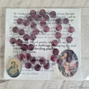 VINTAGE Rosenkranz Rosenkranz Heiliger Antonius von Padua * 39 Glasperlen * Heft enthalten - Bild 1 von 2