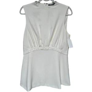 NWT Lela Rose Fluid Crepe Ruched Bodice Top In White sz 10 - Picture 1 of 8