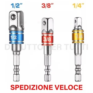 Set adattatori per avvitatore bussole da 1/4 3/8 1/2, con attacco esagonale 1/4" - Foto 1 di 4