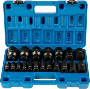 19 PC Dado Impacto 1/2" 3/8" 1 1/2 Trinquete Adaptador Hexagonal Impacto Aire - Picture 1 of 6