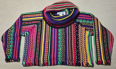 Suéter De Colección RARO Años 90 Michael Simon Colorido Rayas Capucha Cuello Honk Kong ¡Muestra! Foto 1 de 4