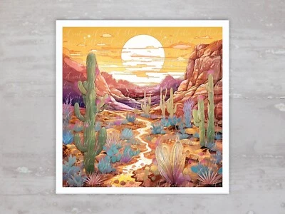 Colcha de cacto Mountain Desert Sunset painel de tecido bloco de costura acolchoado A130 - Imagem 1 de 4