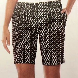 Mario Serrani Shorts Womens 4 Comfort Stretch Tummy Control 9" Inseam B & W - Picture 1 of 8