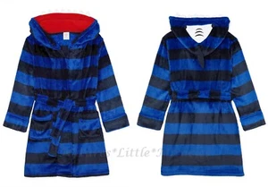 Shark Robe Boys Size 4-12 Pajamas Bathrobe Swimsuit Cover Up Hoodie Blue NEW NWT - Picture 1 of 5