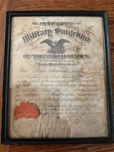 Antik 1894 Militär Chirurgen der Vereinigten Staaten Diplom - Bild 1 von 9