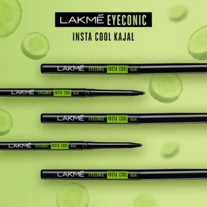 5x Lakme Eyeconic Insta Cool Kajal, Black, Cooling Kohl Liner Long Lasting 0.35g - Picture 1 of 13