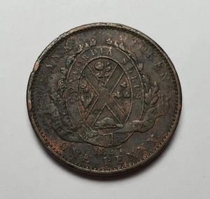 1837  Canada One Penny Bank Token Deux Sous Coin - Picture 1 of 4