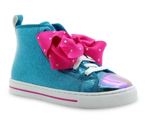 Nickelodeon Jojo Siwa Girls Size 10 High Top Sneakers Shoes Bkue Glitter Bow NWT - Picture 1 of 4