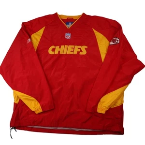 Vintage Reebok Kansas City Chiefs Mens XXL Spellout Windbreaker Jacket Red - Picture 1 of 9