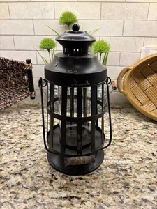 Rustic Farmhouse Metal Lantern 12" - Perfect for Events, Porches & Cozy Spaces - Picture 1 of 4