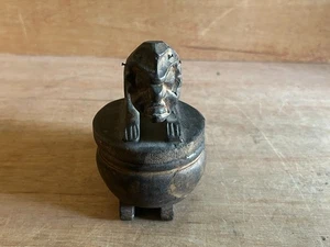 African Carved Figural Trinket Box Primitive Wood Tribal Native Art Vintage - Picture 1 of 24