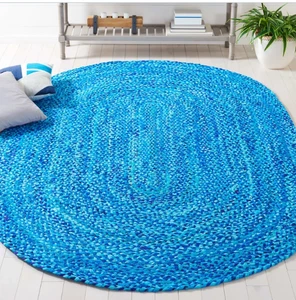 Ovaler Teppich 100% Baumwolle Handgeflecht Vorleger Modern Stil Wohnbereich... - Bild 1 von 6