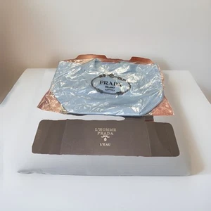 GWP New With Box! Prada Canvas Pouch Lunchbox Tote Bag w/Handle Light Navy Blue - Picture 1 of 3