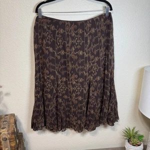 Lauren Ralph Lauren Knee Length Skirt Silk Blend Aztec Print Western Size 10 Y2k - Picture 1 of 7