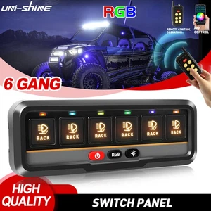 6 Gang RGB LED Switch Panel Toggle/ Momentary/ Pulsed for Polaris Ranger Can-Am - Picture 1 of 17