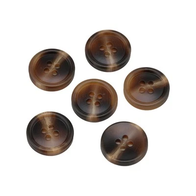 20Pcs Brown Woodgrain Resin Buttons, 4-Hole, for Clothing & Crafts DIY 15-25mm - Image 1 of 4