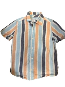 Tommy Bahama Kids Blue And Orange Striped Button-Up Shirt Boys Size M - Picture 1 of 5