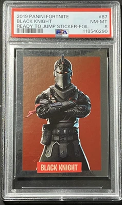 2019 Panini Fortnite Ready To Jump Sticker FOIL BLACK KNIGHT #087 PSA 8 - Image 1 of 4
