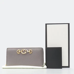 Gucci 570661 gray leather zumi zip-up long wallet - Picture 1 of 6