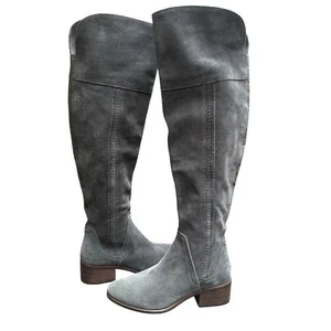 Vince Camuto Kochelda Boots Over The Knee Gray Suede Boho Chic Minimalist Size 6 - Picture 1 of 12