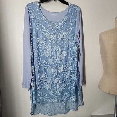 NEW Soft Surroundings Adele Silk Overlay Whimsical Fairy Tunic Top Sz Large Blue - Image 1 of 4