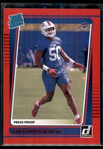 2021 Donruss Press Proof Red Greg Rousseau RC Buffalo Bills #344 - Picture 1 of 2