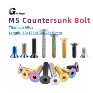 M5 Titanium Bolts 10/12/15/20/25/30mm for Bike Countersunk Flat Pan Head Screws - Picture 1 of 18