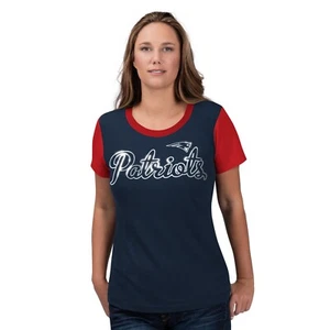 New England Patriots Womens Trophy Foil Print T-Shirt - Navy - Picture 1 of 2