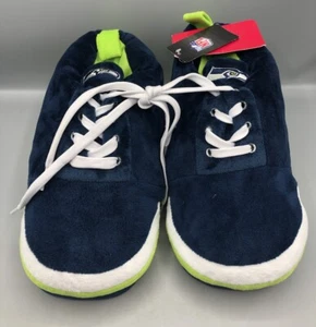 FOCO Seattle Seahawks NFL Youth XL 4/5 Plush Sneaker Slippers NEW - Picture 1 of 12