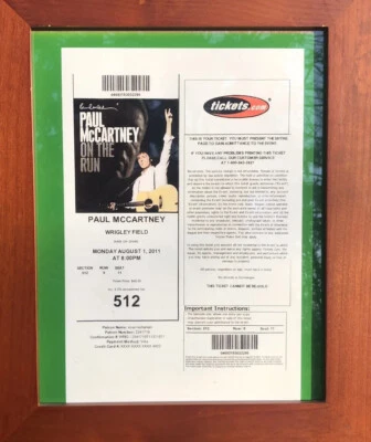 1991 Paul McCartney concert ticket print framed Wrigley Field 19x16 - Image 1 of 3