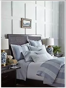 Neu in Verpackung $ 130 Ralph Lauren King Kissen Sham Dune Lane Jamesport blau/creme 100 % Baumwolle - Bild 1 von 3
