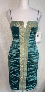 Vestido Nicole Miller Colección Vintage Nuevo con Etiquetas Años Noventa Metálico Oliva-Bronce Talla 4 - Imagen 1 de 23