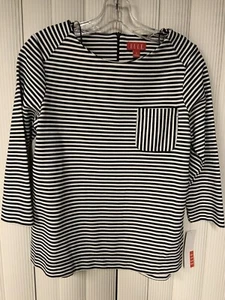 Elle Stripe Top, 3/4 Sleeve,w/pocket, Size Small, Black/White - Picture 1 of 11