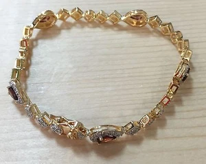 Gorgeous 2.5ctw GENUINE GARNET STONE & DIAMOND BRACELET 7.25" - Picture 1 of 5
