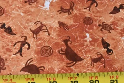 28" Long, Native-American Spirits on Orange Cotton, Timeless Treasures, P8391 - Image 1 of 4