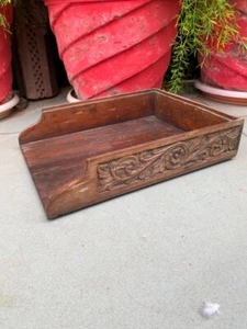 Antica vecchia padella da collezione in legno floreale bellissima - Foto 1 di 10