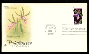 ROSEBUD ORCHID   WILDFLOWERS OF AMERICA 1992 ARTCRAFT CACHET FDC \ UNADDR - Picture 1 of 1