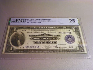VERY NICE Bold VF- 1918 $1 Philadelphia FRBN Note PMG 25- BEAUTIFUL - Picture 1 of 7