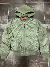 I124 Alpha Industries women’s nylon bomber jacket size XS Military Green Hodded