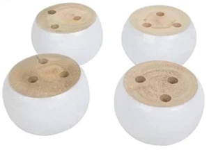 Set of 4 Furniture Legs Wooden Round Bun Feet 95mm Dia 2inches Tall Replacement - Picture 1 of 1